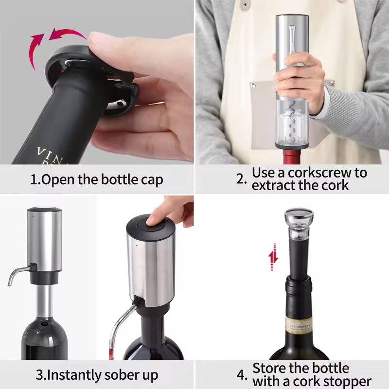 Home Bar Set - مجموعة فتاحة زجاجات نبيذ كهربائية قابلة