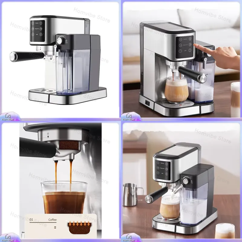 Home Barista - ماكينة قهوة إسبريسو من الفولاذ المقاوم