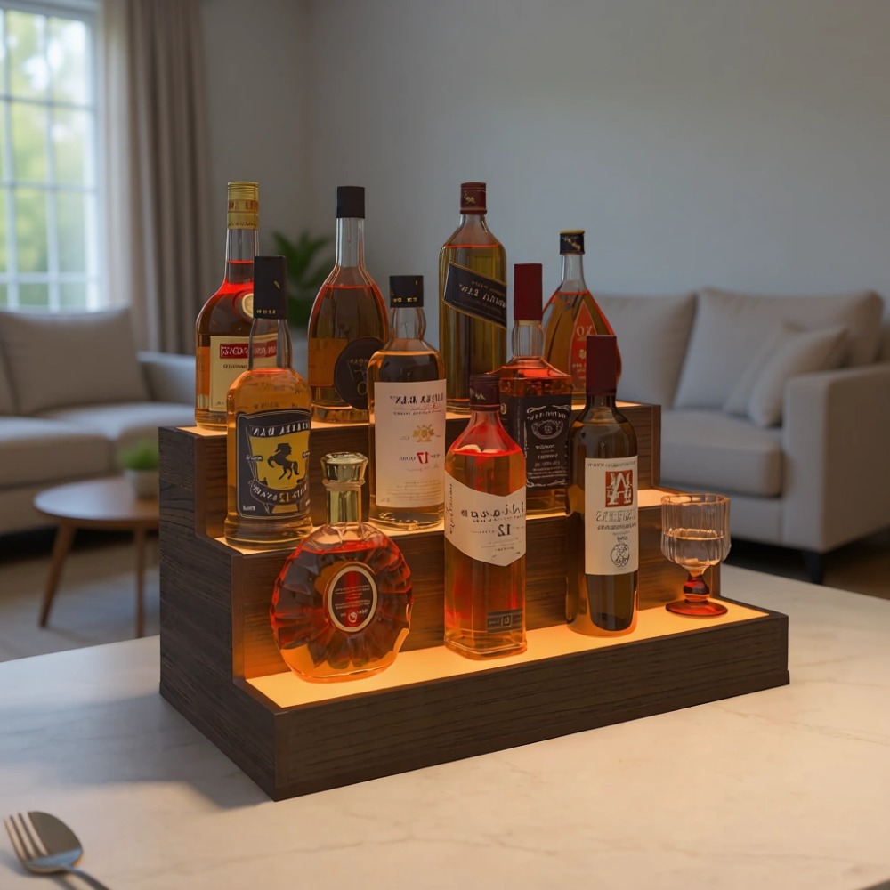 Home Bar Shelves - رف عرض زجاجات LED للبار المنزلي