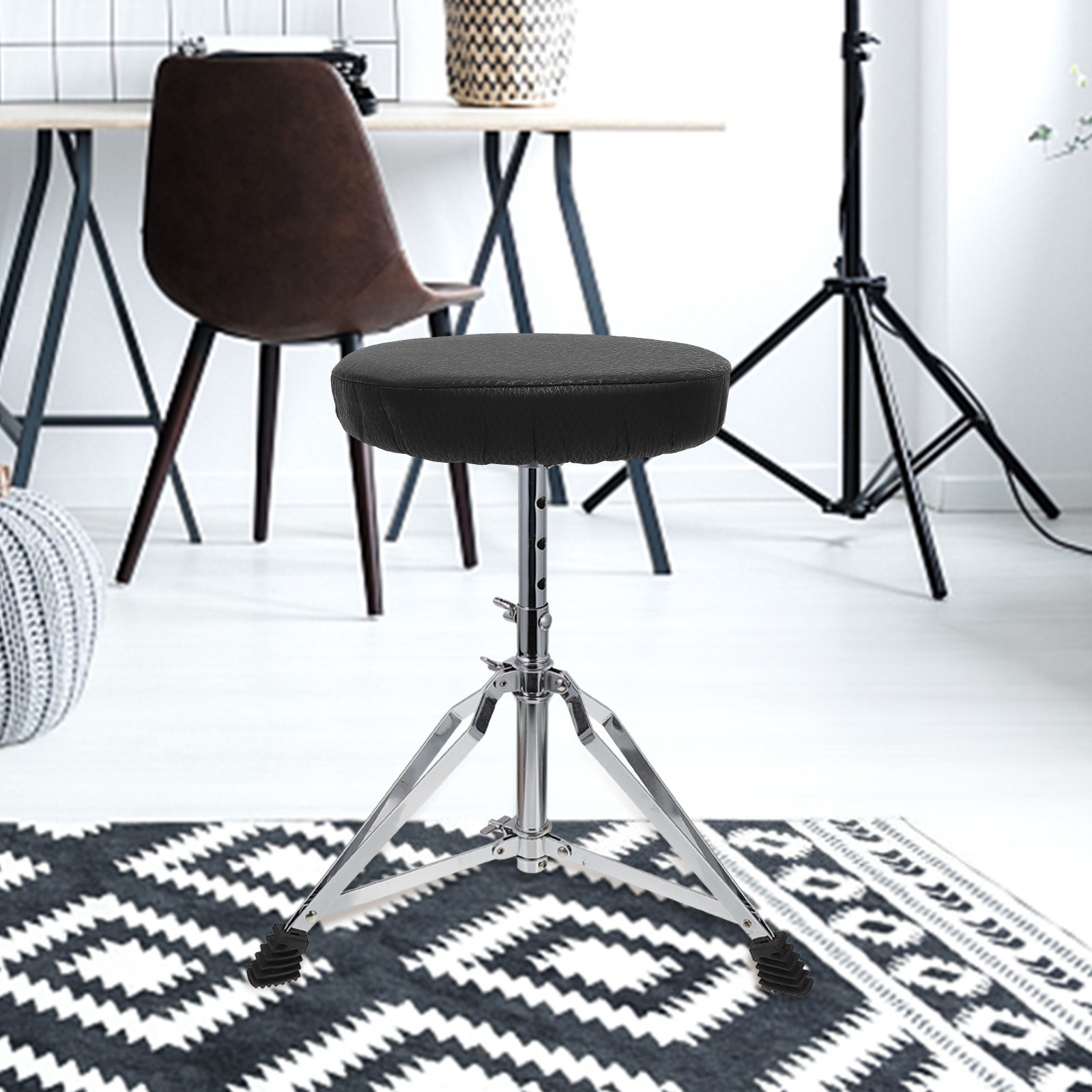Home Bar Stools - غطاء مقعد دائري أسود مرن وسميك
