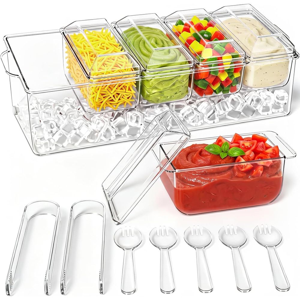 صينية توابل، حامل طعام مبرد لل - مراجعة Garnish Tray Set وسعره
